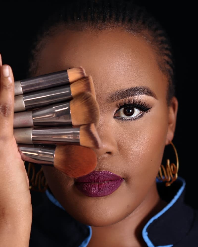 Studio portrait of makeup artist